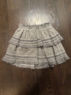 Katie J NYC Gray Tiered Lace Skater Skirt